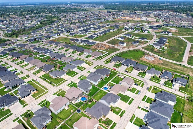 bird's eye view with a residential view