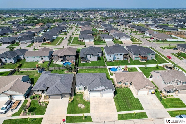 aerial view with a residential view