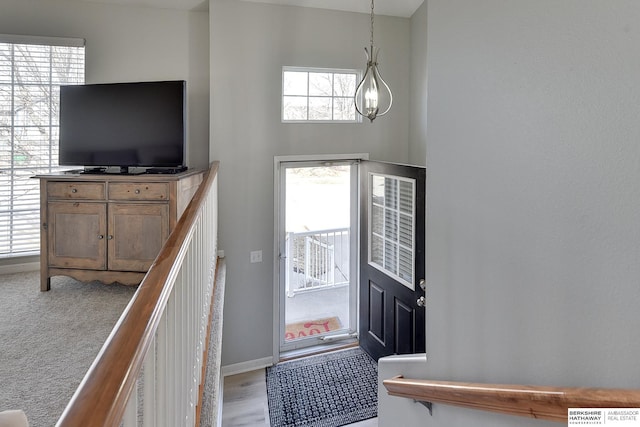 entrance foyer with baseboards and wood finished floors