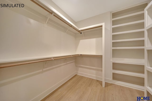 walk in closet with wood finished floors