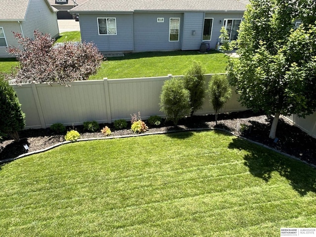 view of yard featuring a fenced backyard