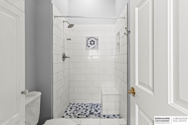 bathroom featuring a shower stall and toilet