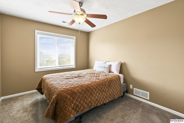 bedroom featuring visible vents, carpet, and baseboards