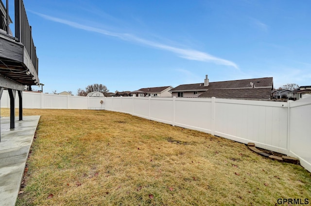 view of yard featuring a fenced backyard