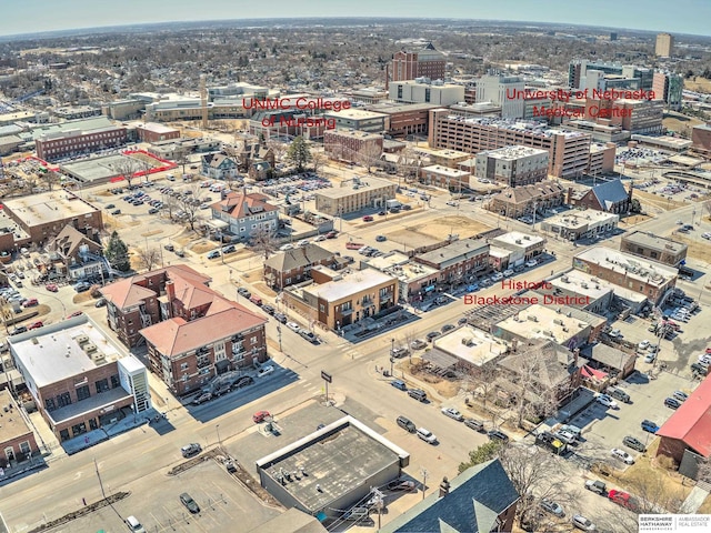 aerial view with a city view