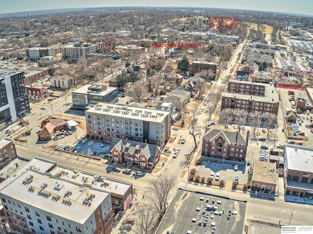 bird's eye view with a city view