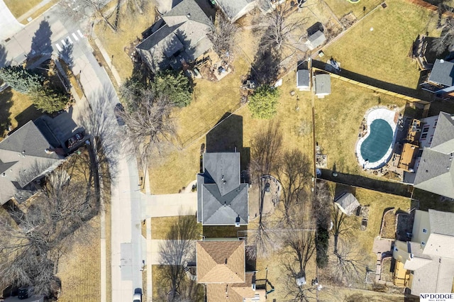 bird's eye view with a residential view