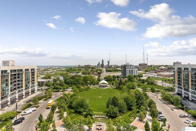 aerial view featuring a view of city