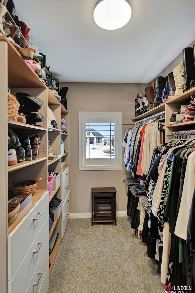 spacious closet with carpet floors