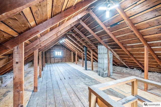 view of unfinished attic