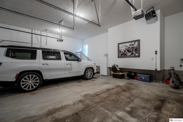 garage with a garage door opener