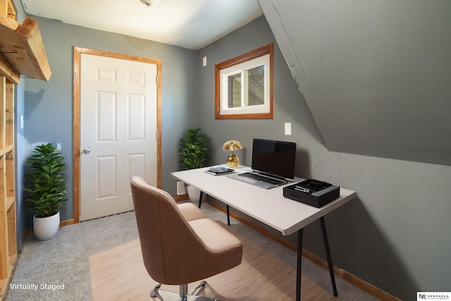 office with light colored carpet