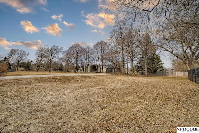 view of yard featuring fence