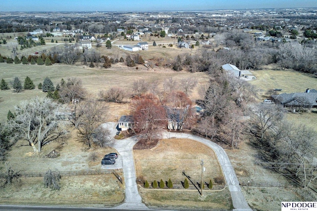 aerial view featuring a rural view