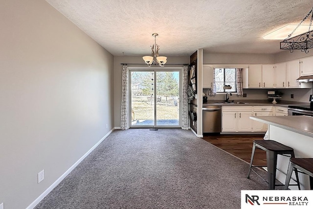 kitchen featuring a sink, baseboards, appliances with stainless steel finishes, and a wealth of natural light