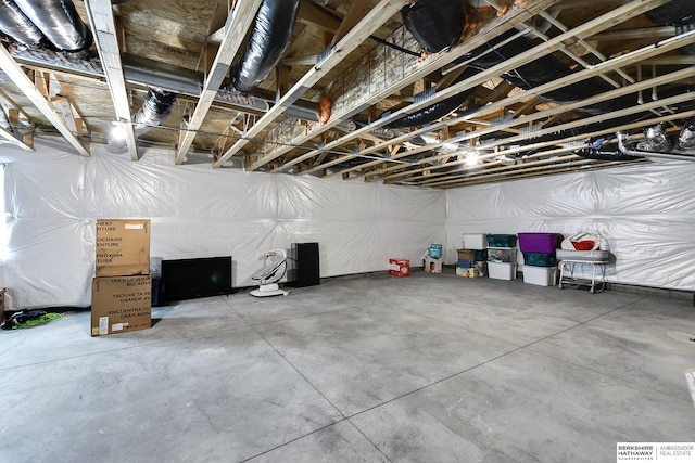 view of unfinished basement