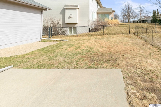 view of yard with a fenced backyard