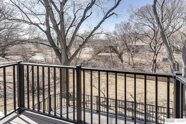 view of wooden balcony with a wooden deck