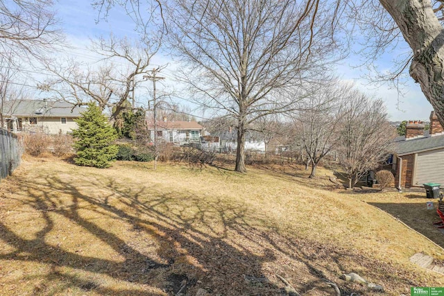 view of yard featuring fence