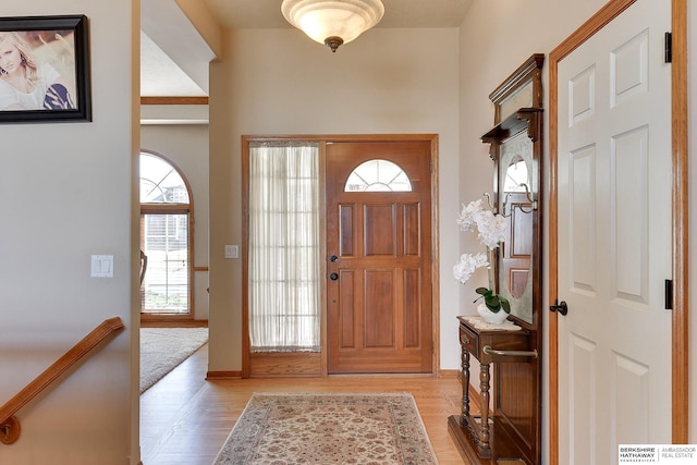 entrance foyer featuring light wood-type flooring