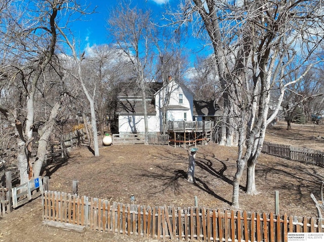 view of yard with a fenced front yard