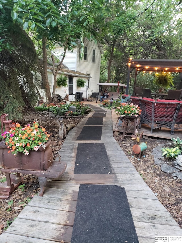 view of yard featuring a deck