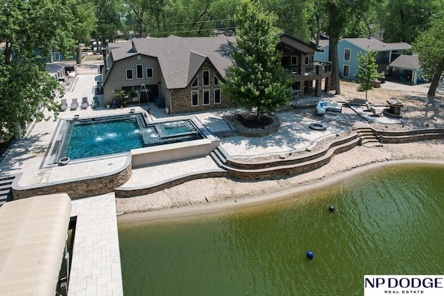 bird's eye view featuring a water view