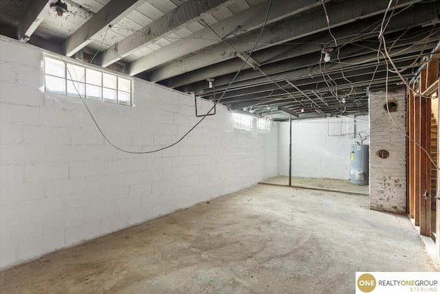 below grade area with gas water heater