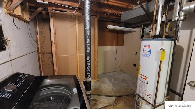 utilities featuring gas water heater and washer / clothes dryer