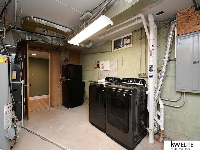 laundry room with laundry area, electric panel, and independent washer and dryer