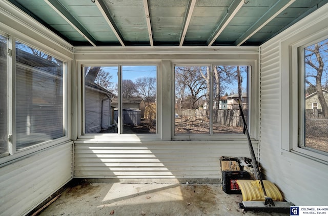 view of unfurnished sunroom