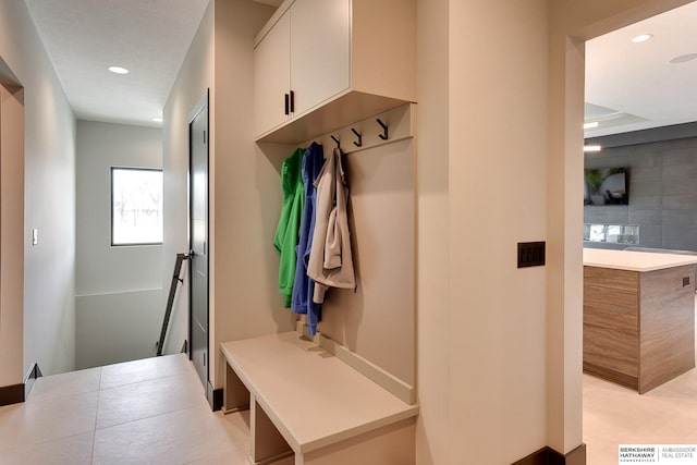 mudroom with recessed lighting