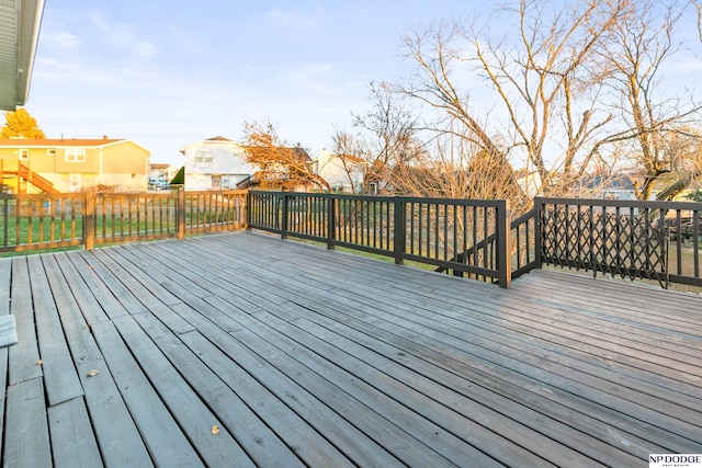 deck with a residential view