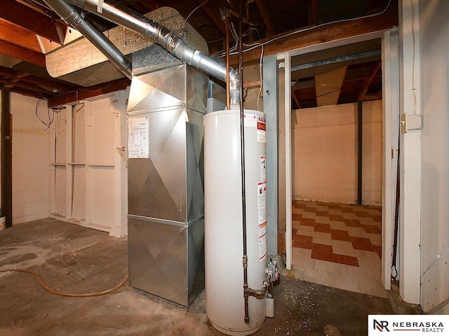 utility room with water heater