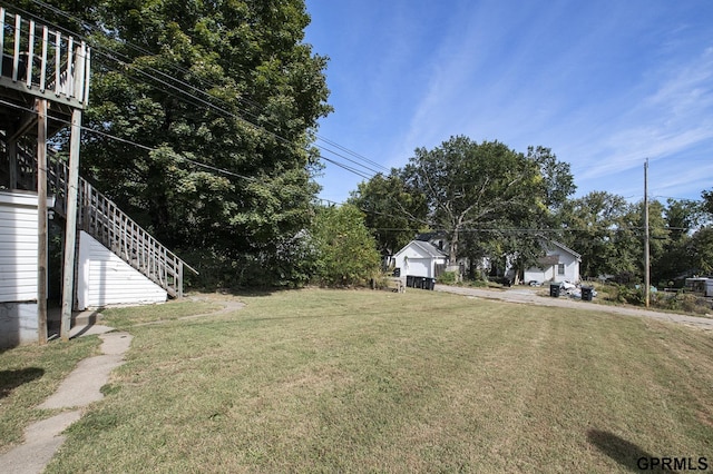 view of yard with stairs