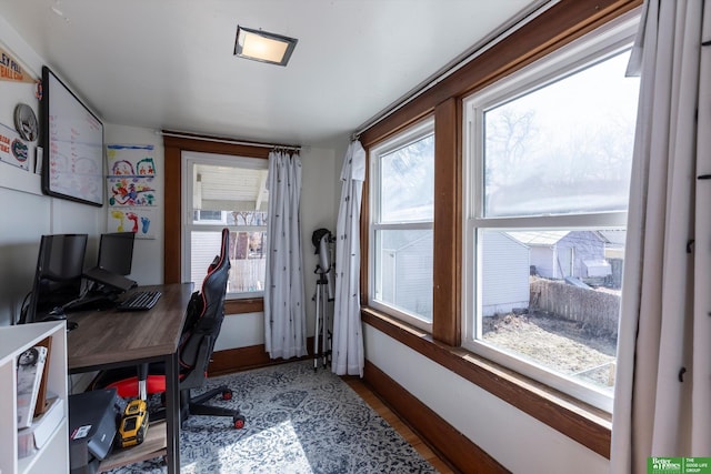 home office with baseboards