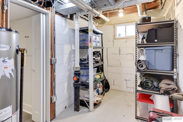 storage area with gas water heater