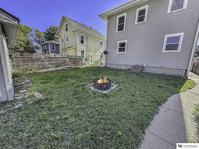 1415 S 12th St, Lincoln, NE 68502 - view of yard with a fire pit and cooling unit