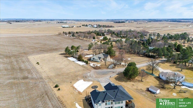 drone / aerial view with a rural view