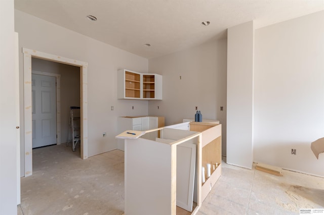 interior space with a kitchen island