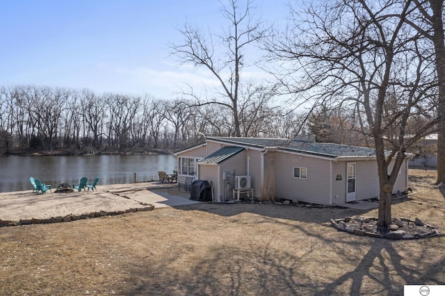 exterior space featuring a water view