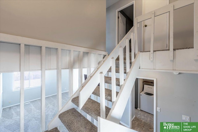 staircase with washer / dryer