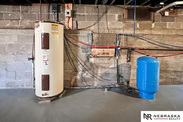 utility room with water heater