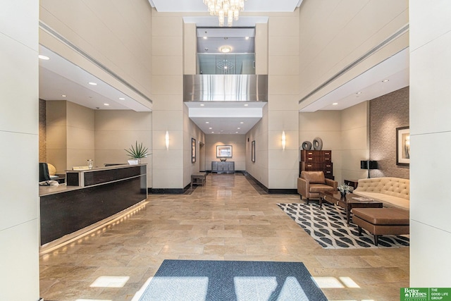 reception featuring an inviting chandelier