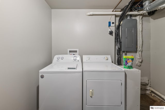 10230 Weir St, Ralston, NE 68127 - laundry area with electric panel, independent washer and dryer, and laundry area