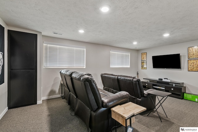 10230 Weir St, Ralston, NE 68127 - home theater with visible vents, recessed lighting, a textured ceiling, and baseboards
