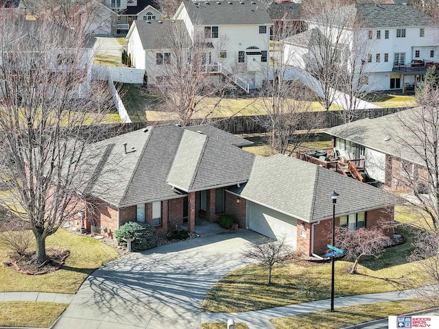 bird's eye view featuring a residential view