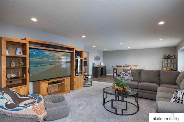 living area featuring recessed lighting