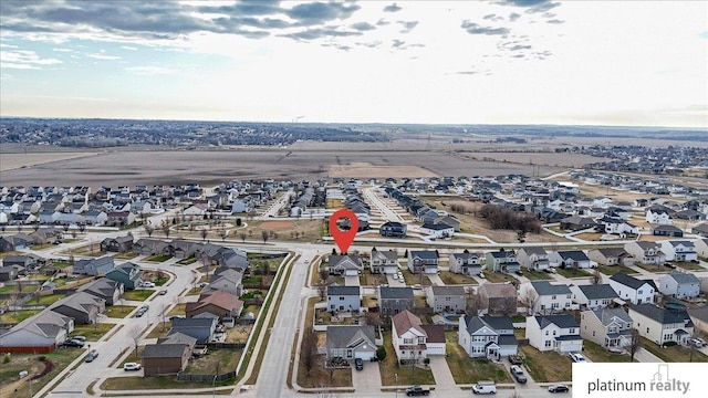 bird's eye view featuring a residential view