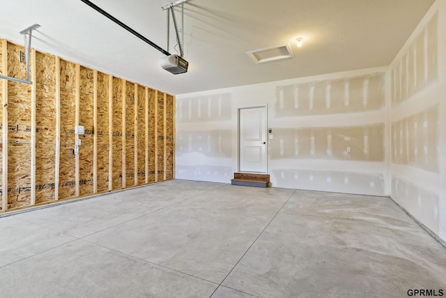 garage with a garage door opener